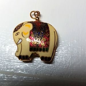 Vintage Cloisonne Elephant Pendant